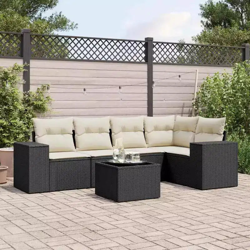 vidaXL Salon de jardin 6 pièces avec coussins en résine tressée marron