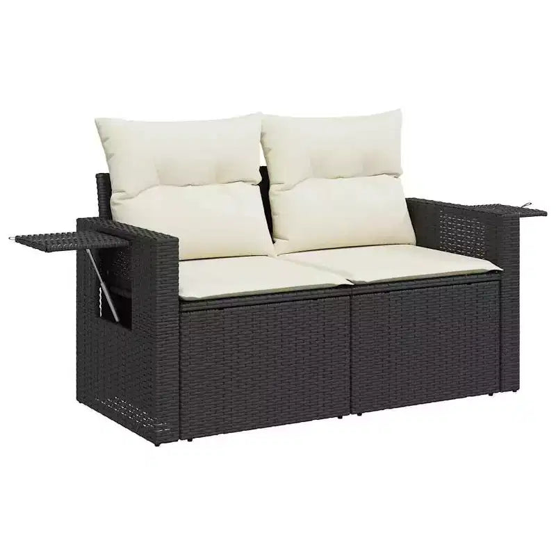 vidaXL Salon de jardin 9 pièces avec coussins Gris Résine tressée
