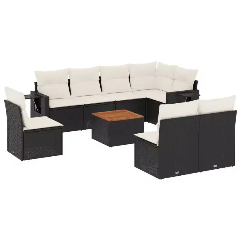 vidaXL Salon de jardin 9 pièces avec coussins Gris Résine tressée
