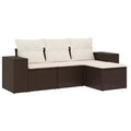 vidaXL 4 Piece Patio Sofa Set with Cushions Black Poly Rattan