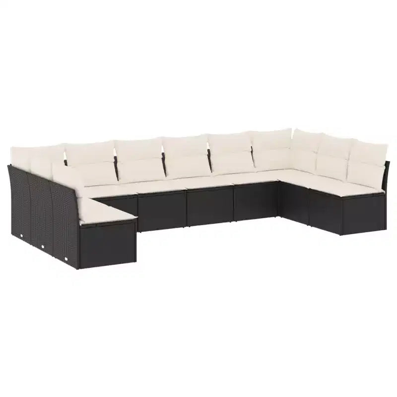 vidaXL Salon de jardin 10 pièces avec coussins, sectionnel d'extérieur en rotin synthétique, plusieurs coloris et modèles