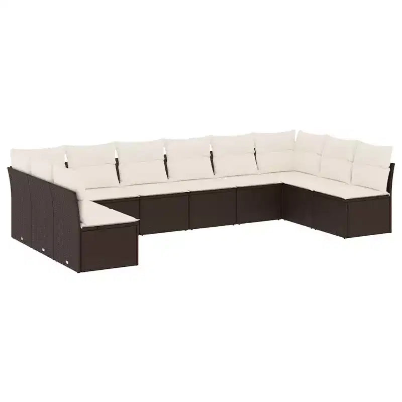vidaXL 10 Piece Patio Sofa Set with Cushions, Poly Rattan Outdoor Sectional, Multiple Colors and Models