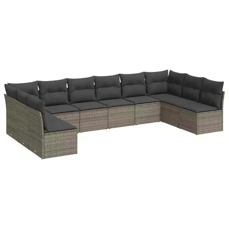 vidaXL Salon de jardin 10 pièces avec coussins, sectionnel d'extérieur en rotin synthétique, plusieurs coloris et modèles