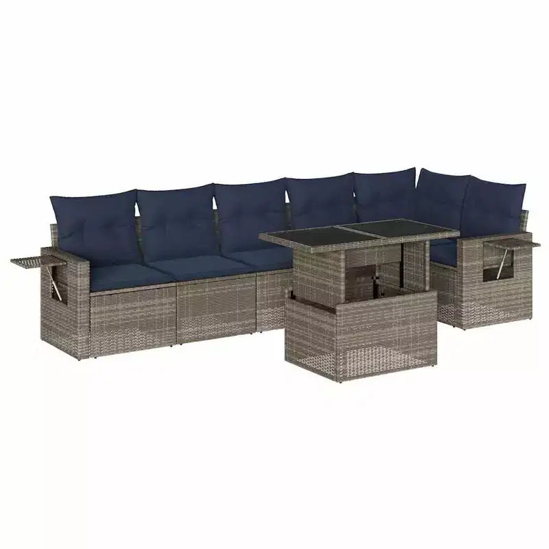 vidaXL Ensemble de canapé de jardin 7 pièces avec coussins résine tressée