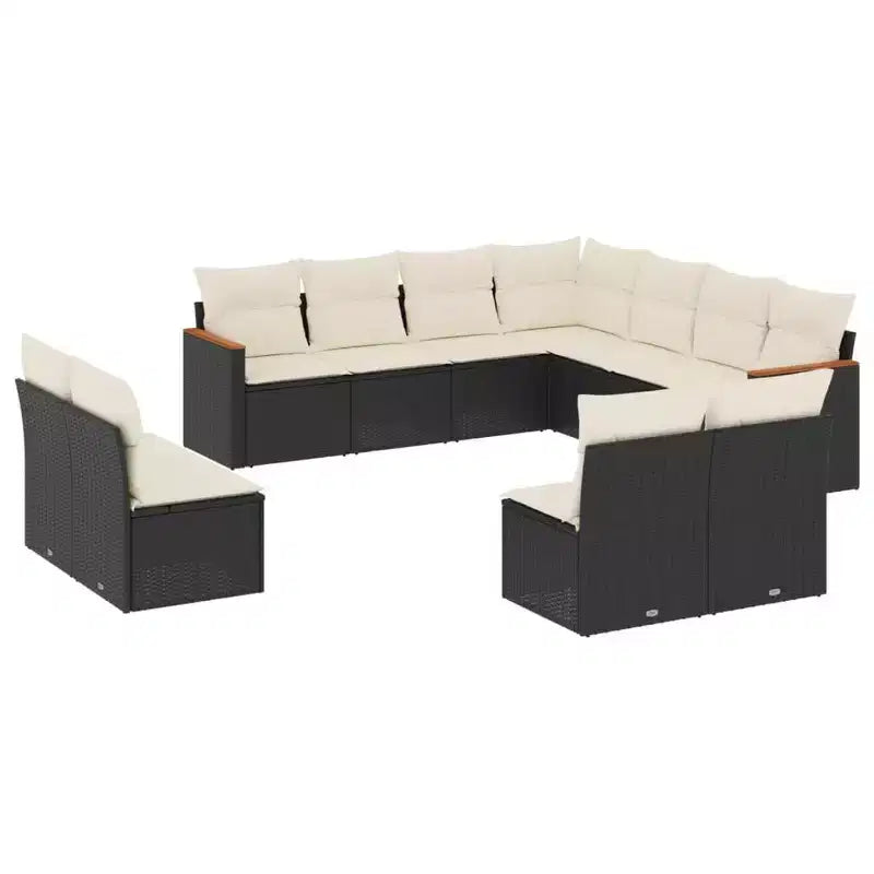 vidaXL Ensemble de canapés de jardin 12 pièces avec coussins en résine tressée, ensemble de conversation modulaire d'extérieur