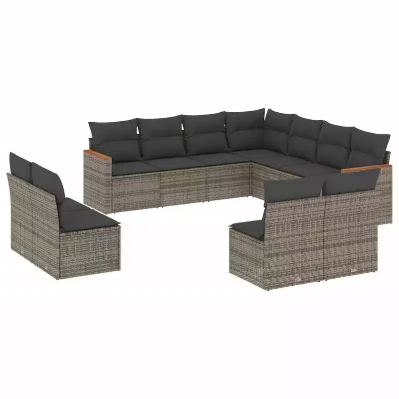 vidaXL Ensemble de canapés de jardin 12 pièces avec coussins en résine tressée, ensemble de conversation modulaire d'extérieur