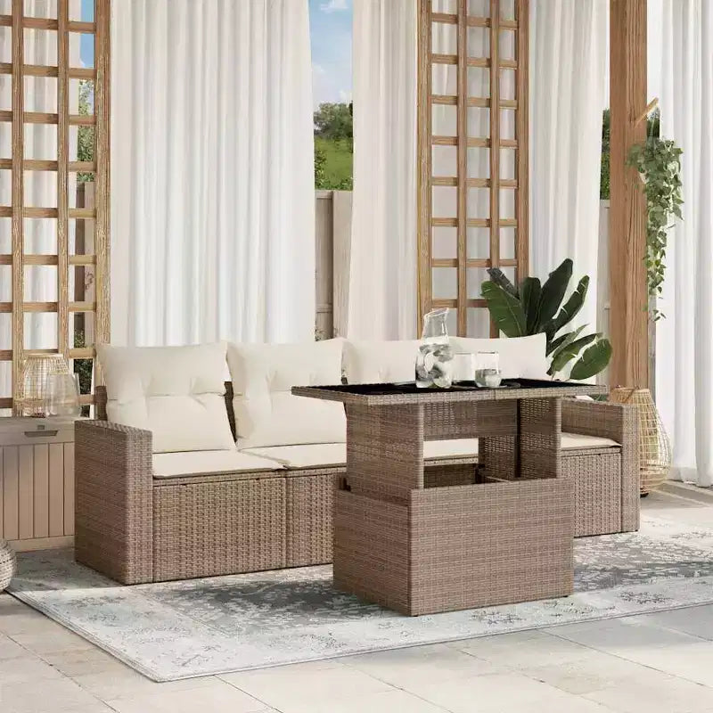 vidaXL Salon de jardin 5 pièces avec coussins en résine tressée