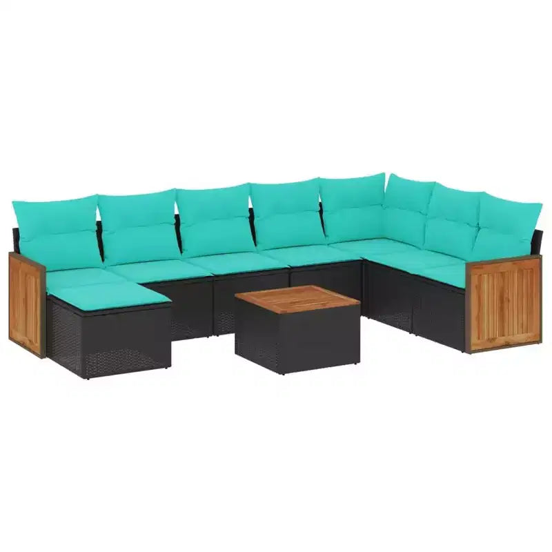 vidaXL 9 Piece Garden Sofa Set with Cushions Poly Rattan
