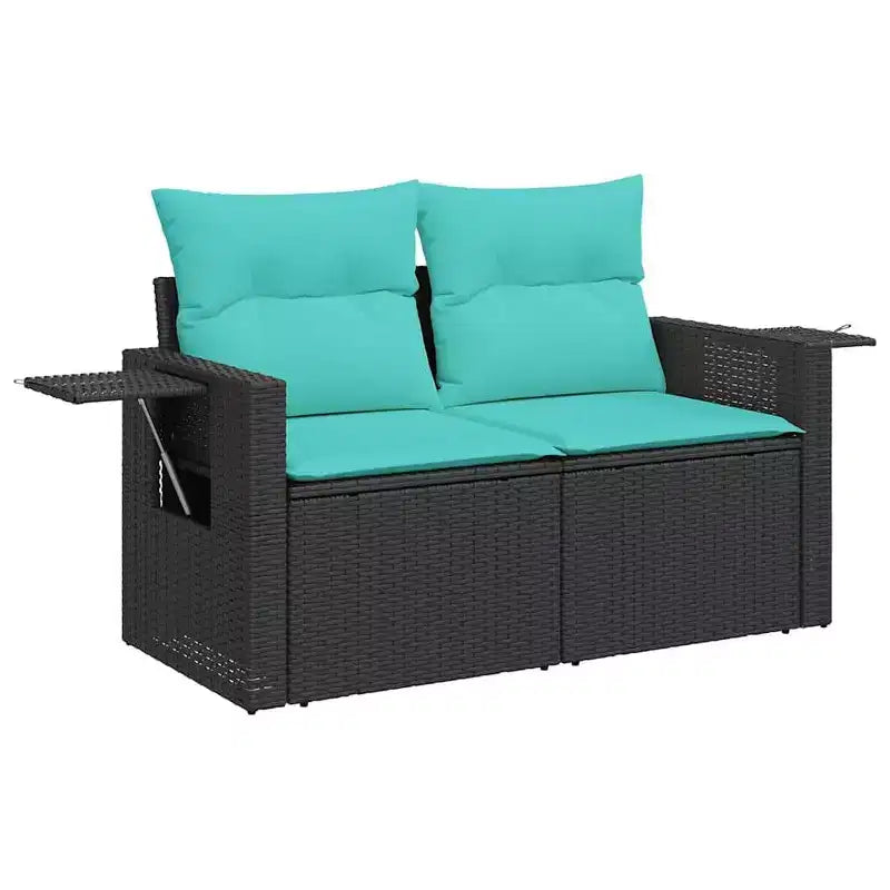 vidaXL Salon de jardin 12 pcs avec coussins résine tressée noire