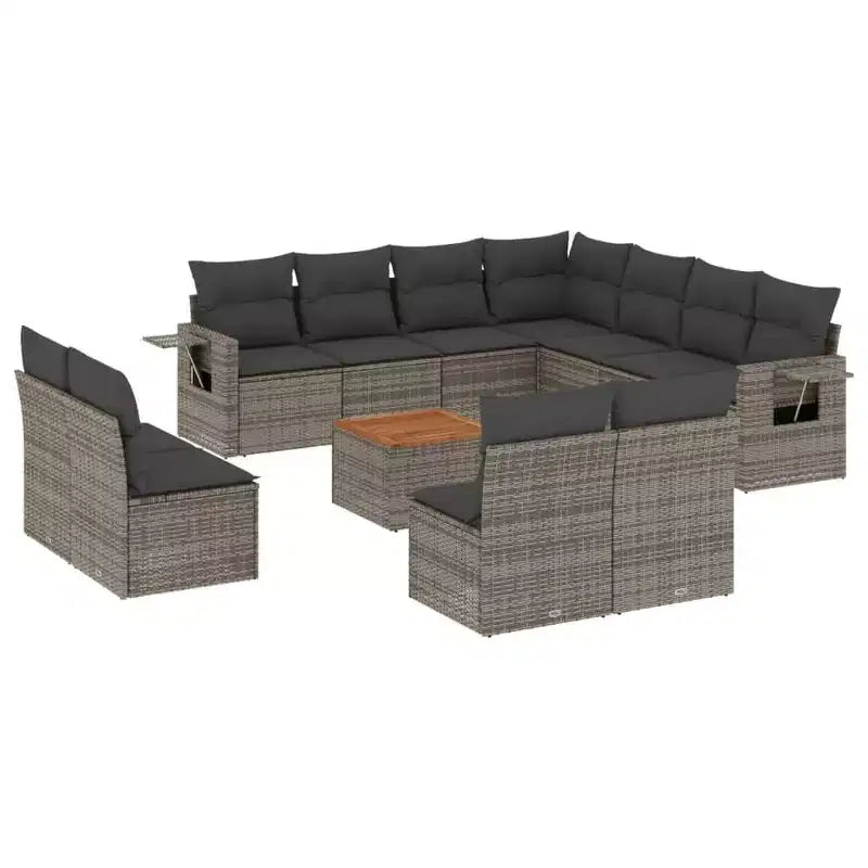 vidaXL Salon de jardin 12 pcs avec coussins résine tressée noire