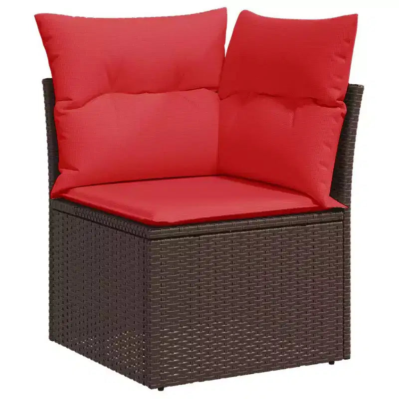 vidaXL Salon de jardin avec coussins, table et canapés 6 pièces en résine tressée