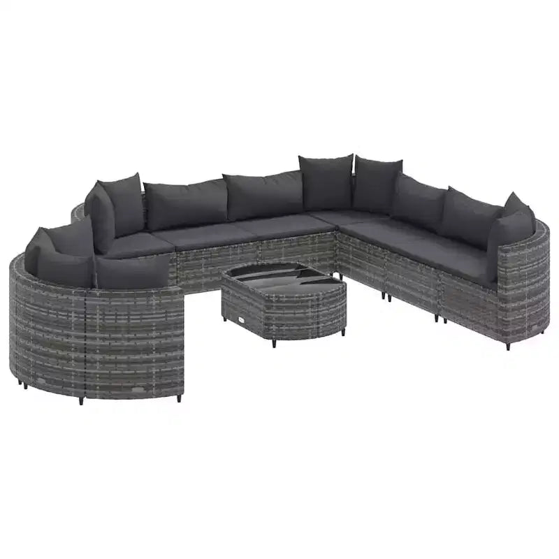 vidaXL Patio Sofa Set with Cushions Garden Furniture 10 Piece Poly Rattan