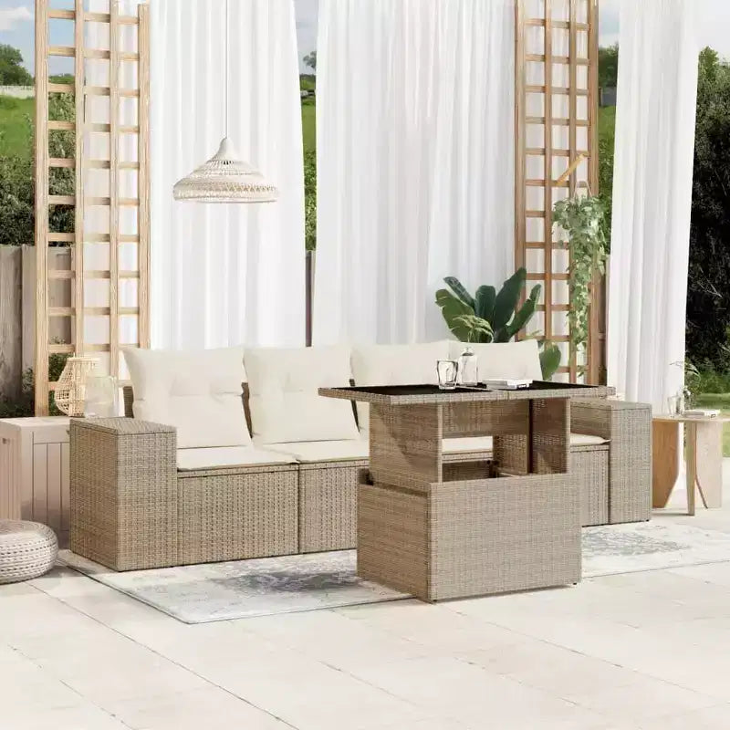 vidaXL Ensemble de canapés de jardin en résine tressée 5 pièces