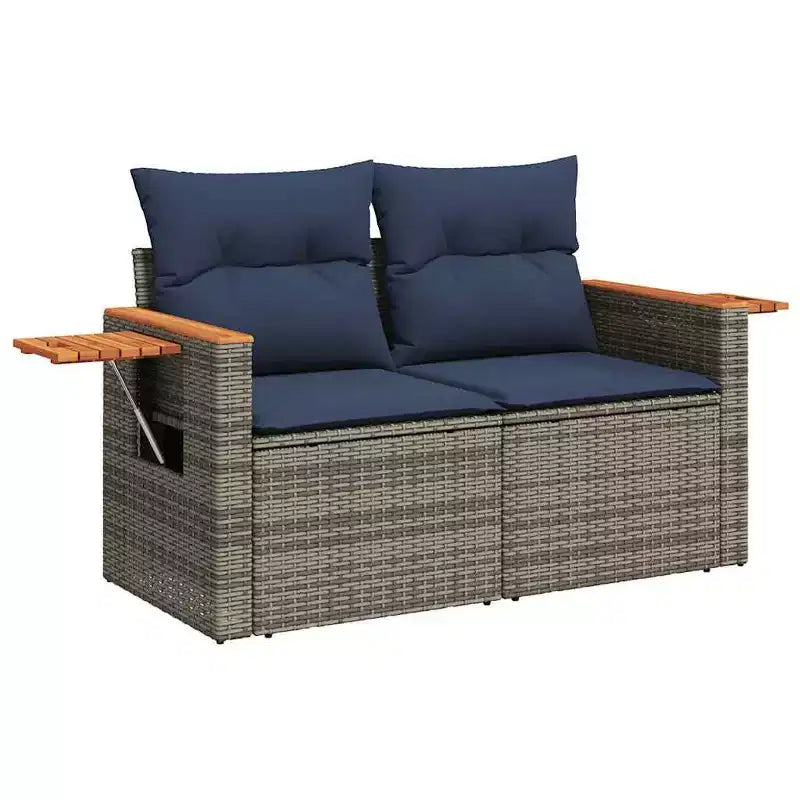vidaXL Ensemble de canapés de jardin 7 pièces avec coussins en rotin synthétique gris (États-Unis seulement)