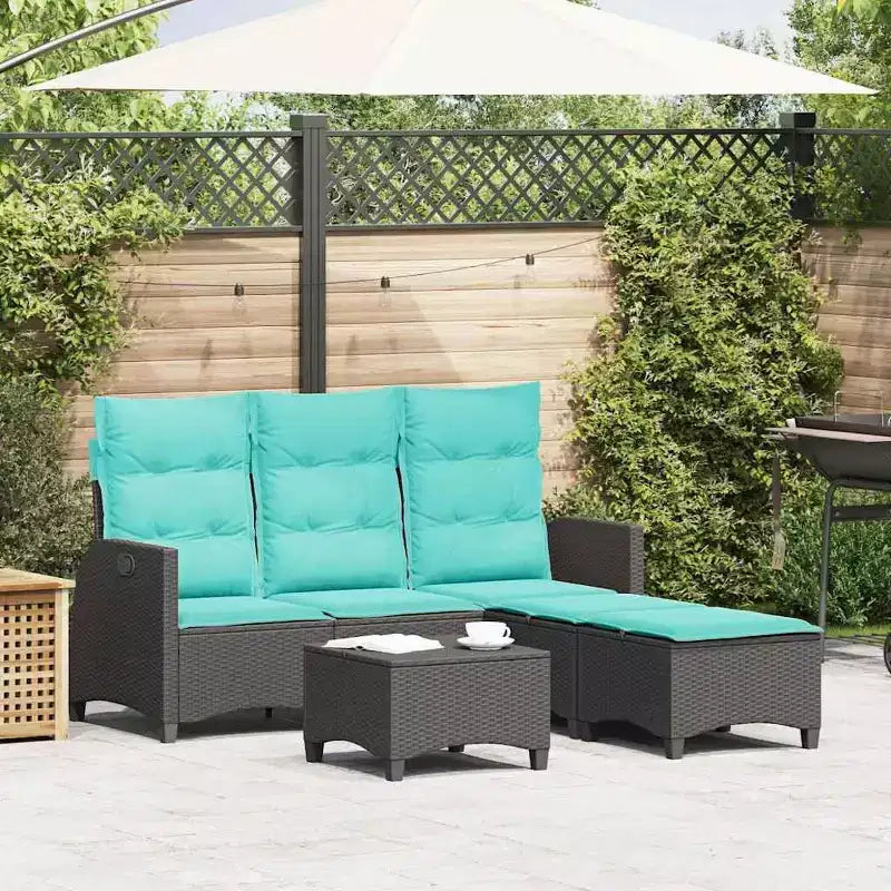 vidaXL Ensemble de canapés de jardin 3 pièces avec coussins Canapé d'angle en poly rotin