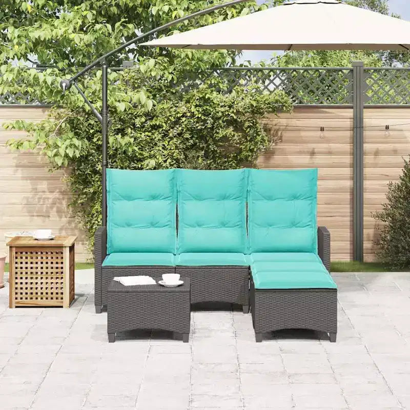 vidaXL Ensemble de canapés de jardin 3 pièces avec coussins Canapé d'angle en poly rotin