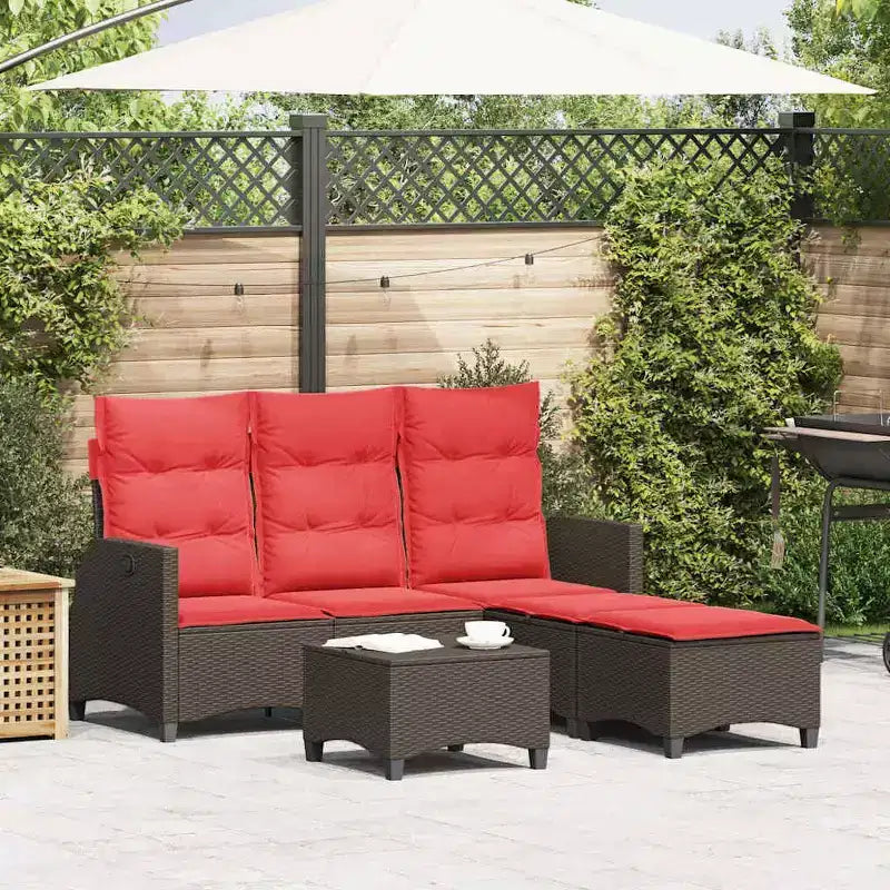 vidaXL Ensemble de canapés de jardin 3 pièces avec coussins Canapé d'angle en poly rotin