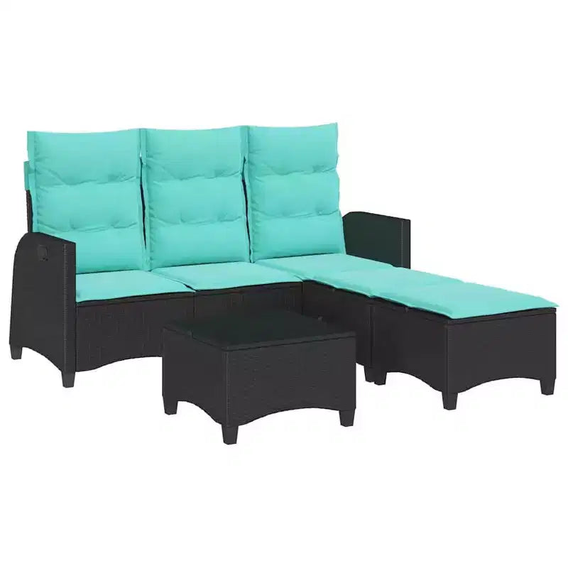 vidaXL Ensemble de canapés de jardin 3 pièces avec coussins Canapé d'angle en poly rotin