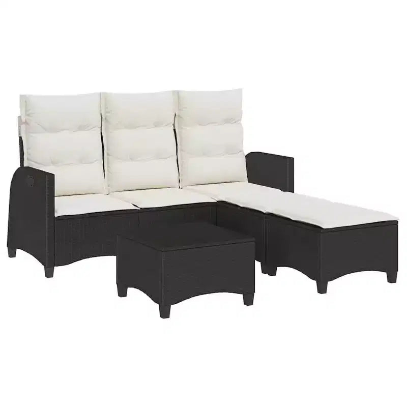 vidaXL Ensemble de canapés de jardin 3 pièces avec coussins Canapé d'angle en poly rotin