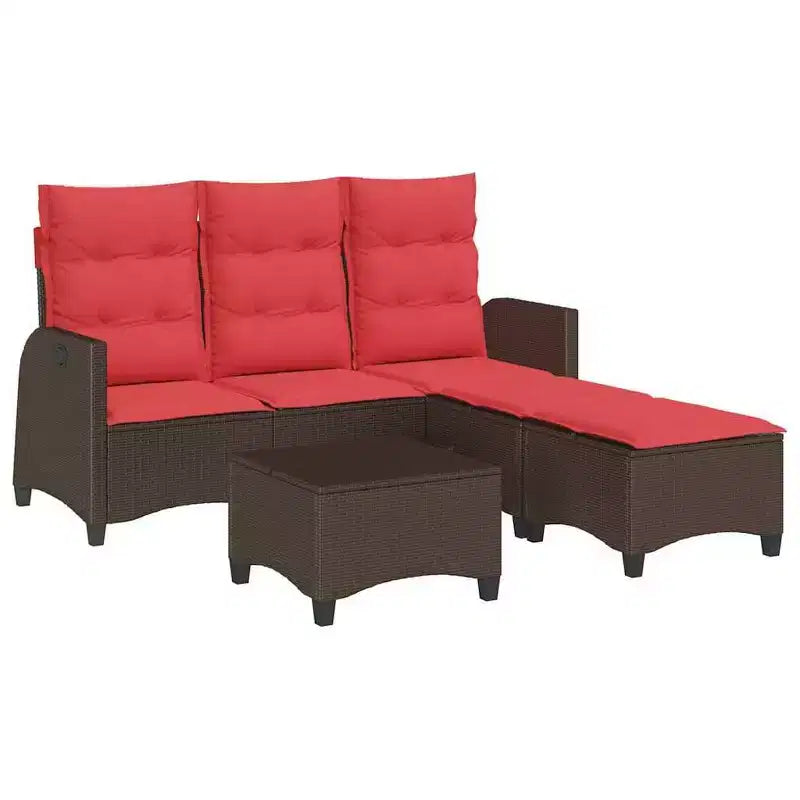 vidaXL Ensemble de canapés de jardin 3 pièces avec coussins Canapé d'angle en poly rotin