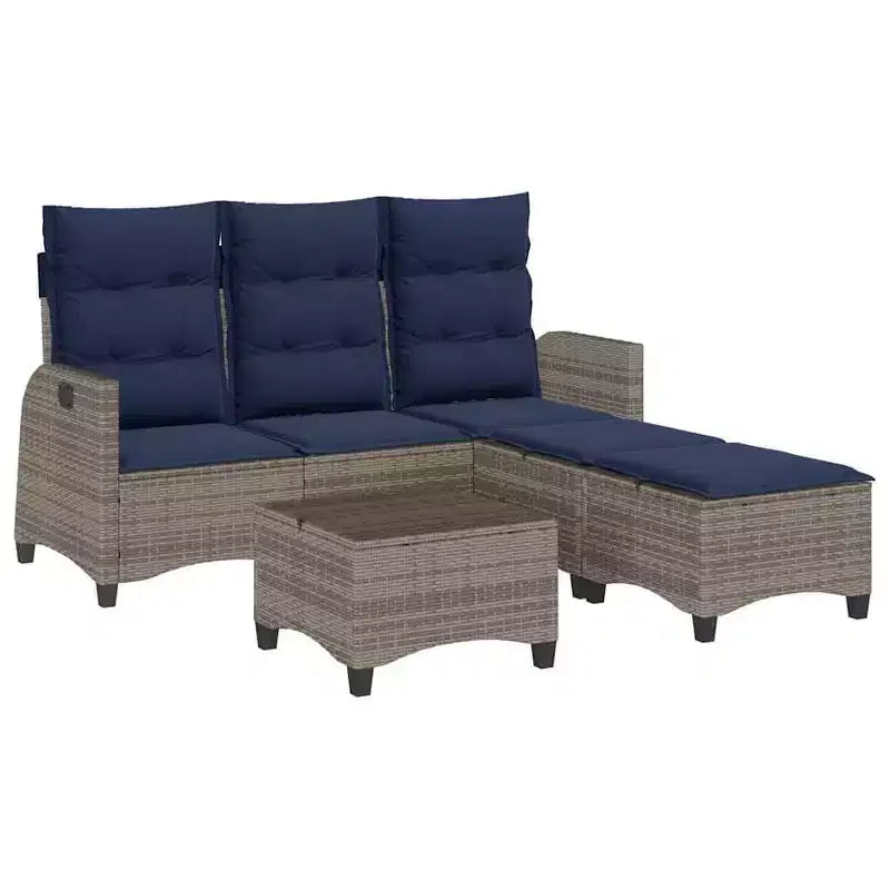 vidaXL Ensemble de canapés de jardin 3 pièces avec coussins Canapé d'angle en poly rotin