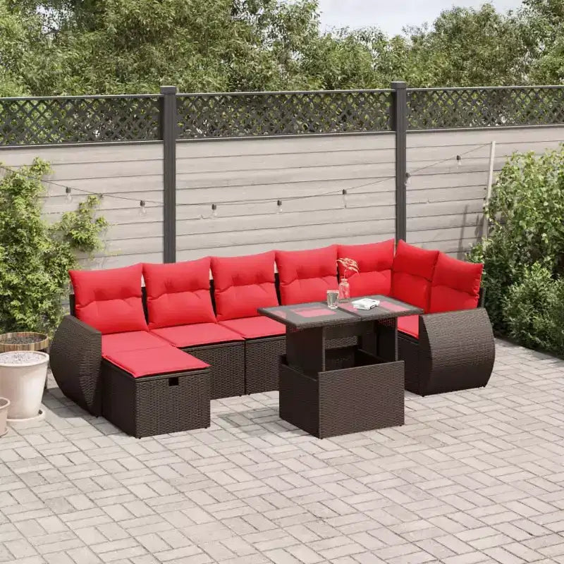 vidaXL Salon de jardin avec coussins, canapés modulaires 8 pièces en rotin synthétique