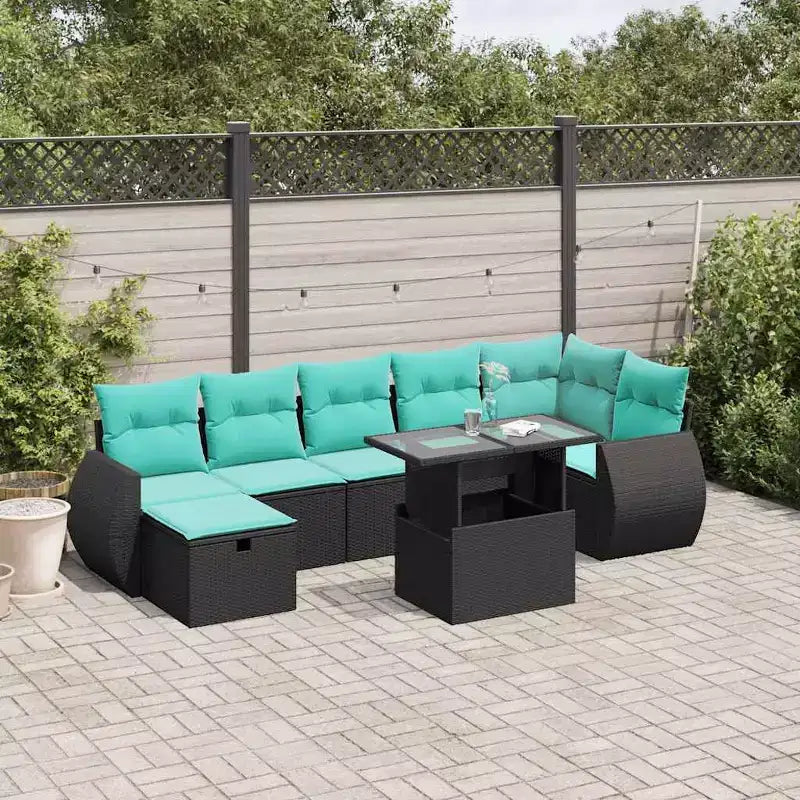vidaXL Salon de jardin avec coussins, canapés modulaires 8 pièces en rotin synthétique