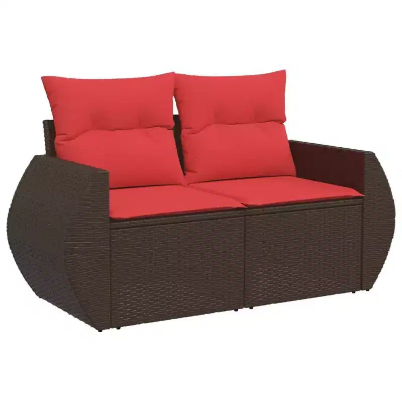vidaXL Salon de jardin avec coussins, canapés modulaires 8 pièces en rotin synthétique