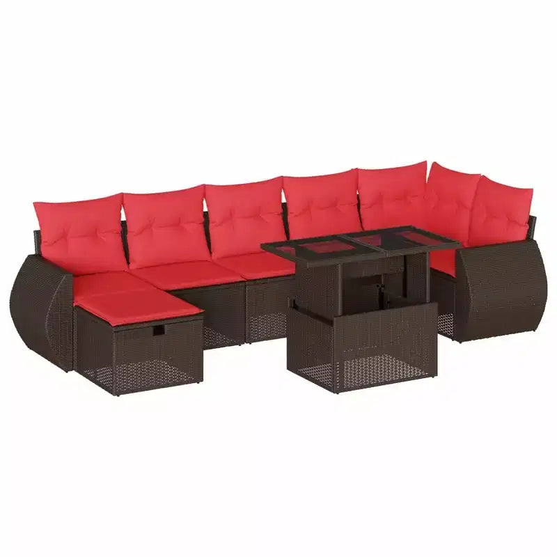 vidaXL Salon de jardin avec coussins, canapés modulaires 8 pièces en rotin synthétique