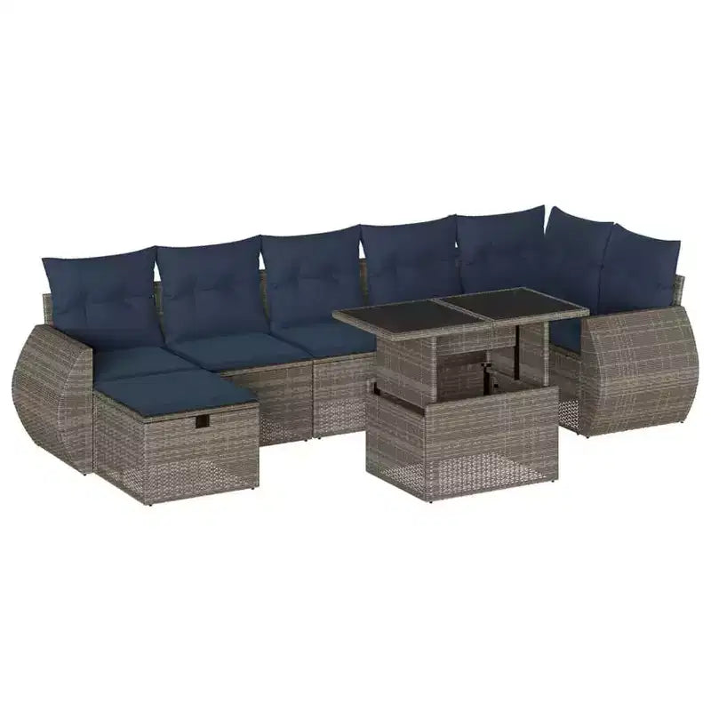 vidaXL Salon de jardin avec coussins, canapés modulaires 8 pièces en rotin synthétique