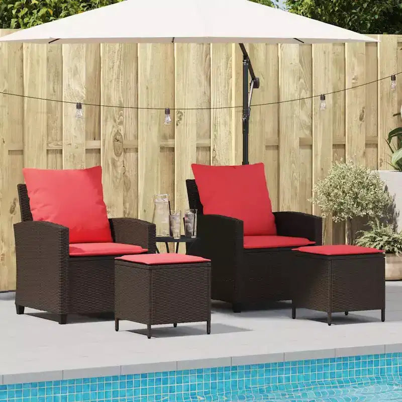 vidaXL Salon de jardin 4 pièces avec coussins résine tressée marron