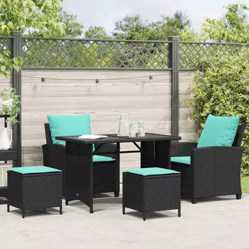vidaXL Salon de jardin 4 pièces avec coussins résine tressée marron