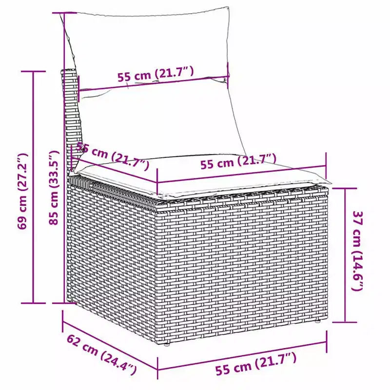 vidaXL Salon de jardin 12 pcs avec coussins résine tressée