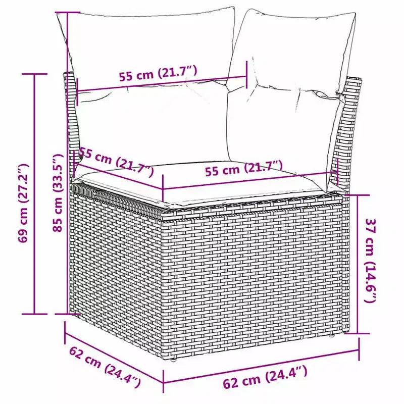 vidaXL Salon de jardin 12 pcs avec coussins résine tressée