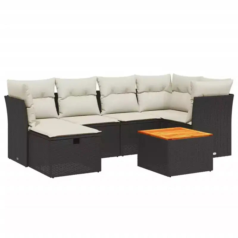 vidaXL Salon de jardin avec coussins Mobilier d'extérieur 7 pièces en résine tressée