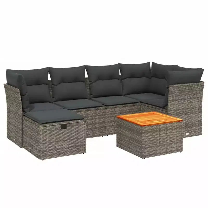 vidaXL Salon de jardin avec coussins Mobilier d'extérieur 7 pièces en résine tressée