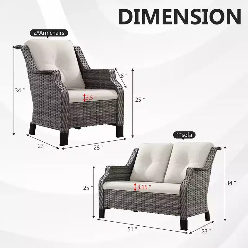UPTIOT Ensemble de causeuses d'extérieur avec fauteuils ergonomiques et design résistant à l'eau
