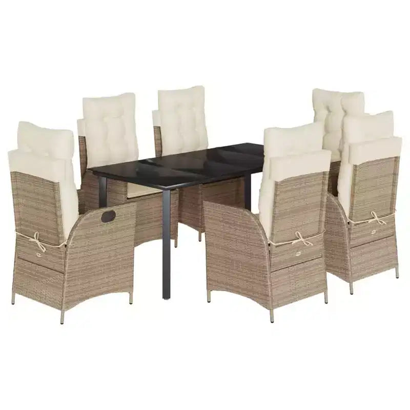 vidaXL Garden Dining Set in Poly Rattan with Cushions