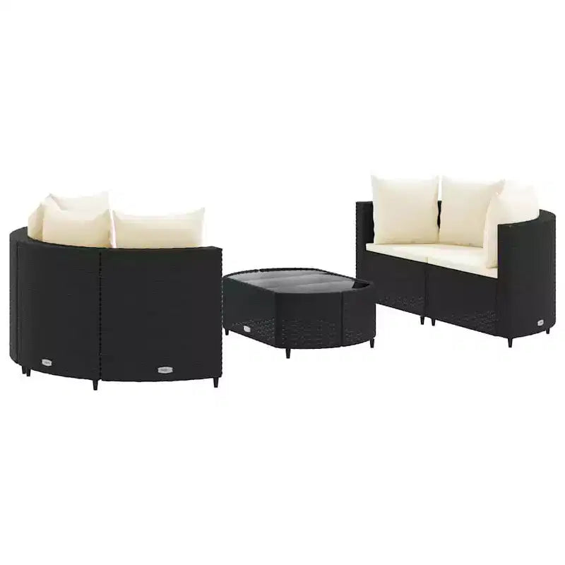 vidaXL Salon de jardin d'angle en rotin avec coussins - Divers coloris