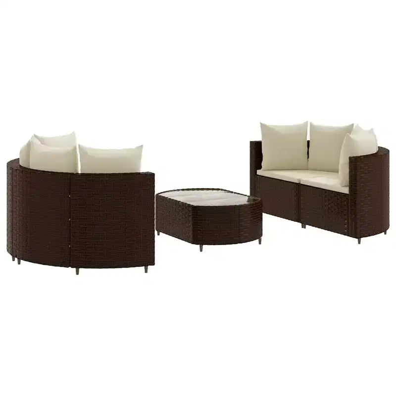 vidaXL Salon de jardin d'angle en rotin avec coussins - Divers coloris