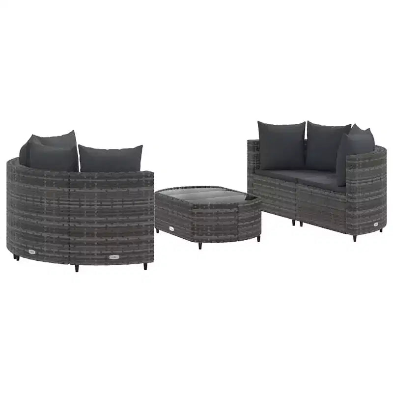 vidaXL Salon de jardin d'angle en rotin avec coussins - Divers coloris