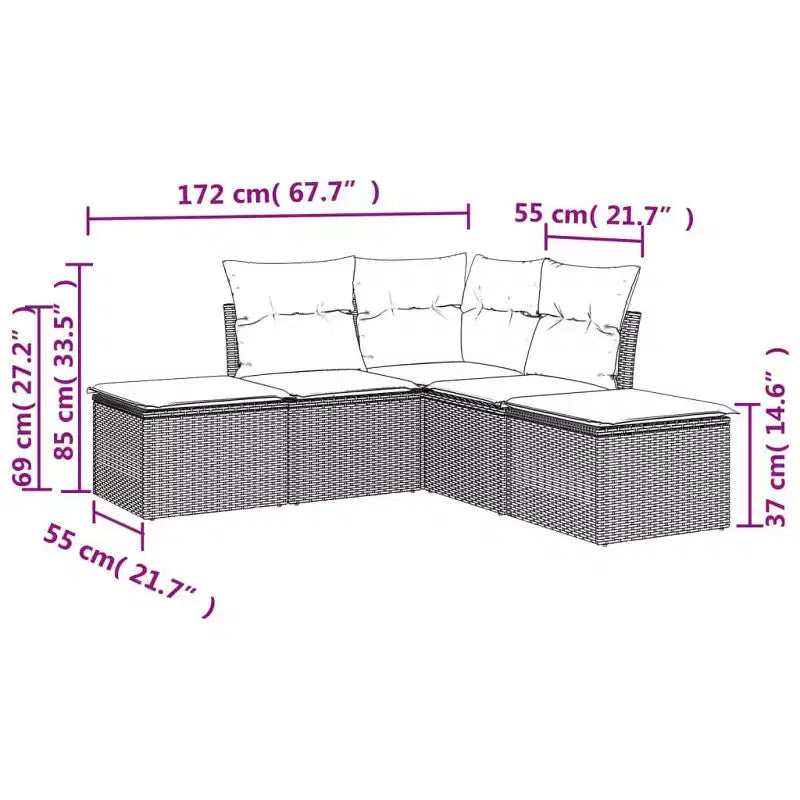 vidaXL Salon de jardin modulable en poly rotin