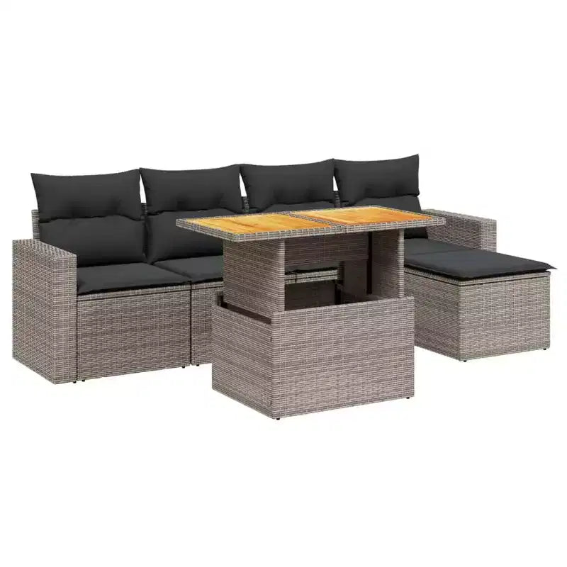 vidaXL Salon de jardin avec coussins - Mobilier d'extérieur moderne en poly rotin