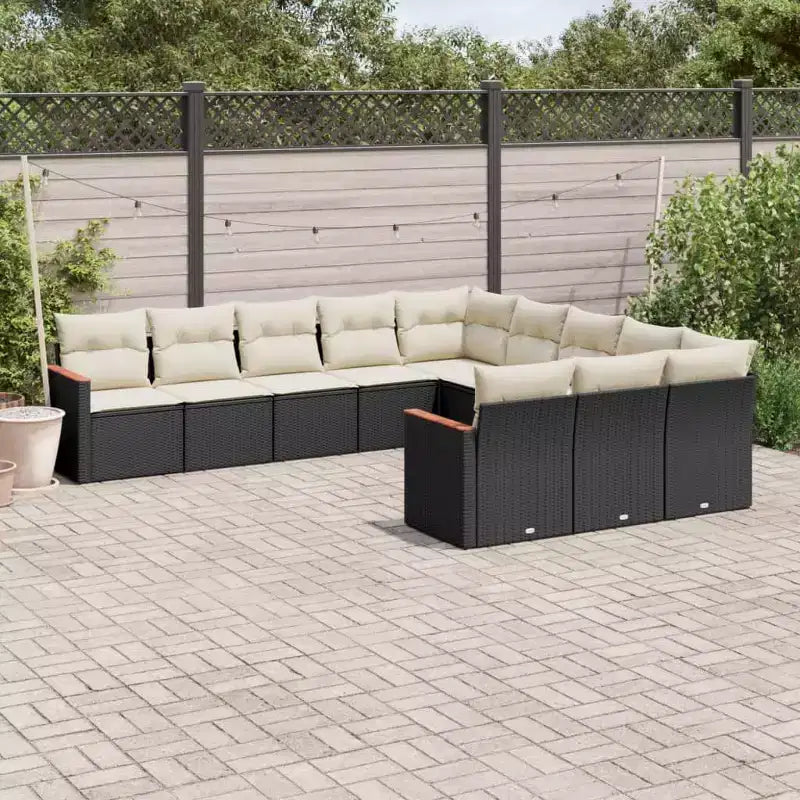 vidaXL Salon de jardin avec coussins – Résine tressée mixte