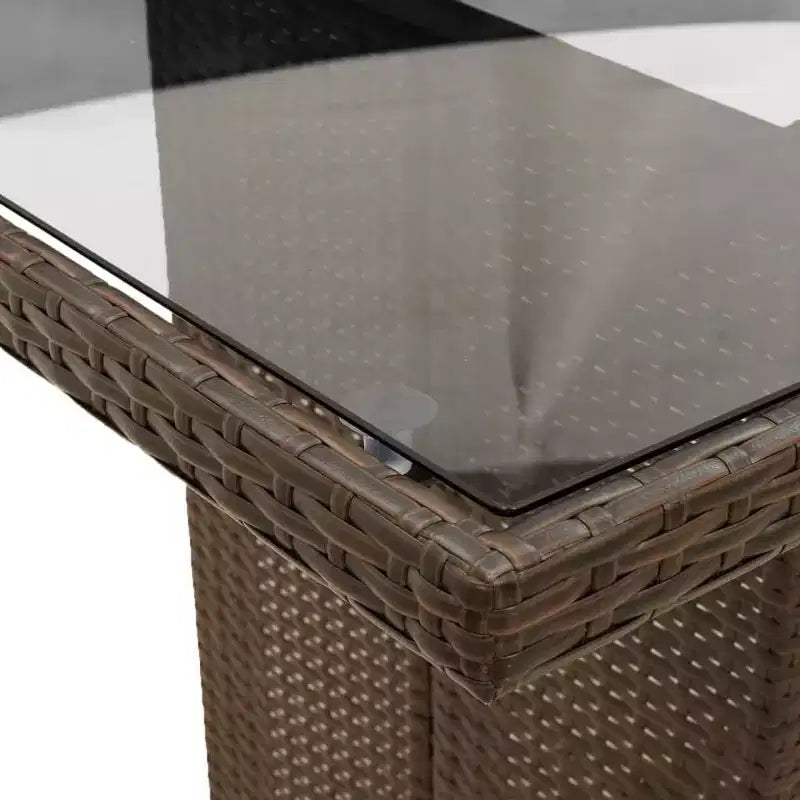 vidaXL Salon de jardin avec coussins - Résine tressée et verre trempé