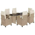 vidaXL Outdoor Dining Set with Cushions - Poly Rattan & Tempered Glass