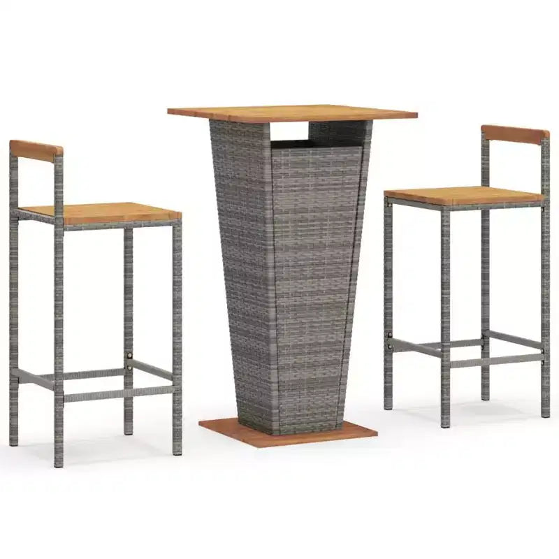 vidaXL Ensemble de bar de patio Tabouret de bar Table de bistrot en poly rotin et bois d'acacia massif