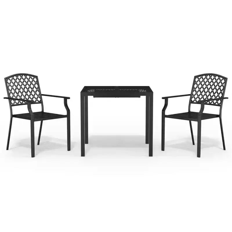 vidaXL Outdoor Dining Set with Steel Frame in Charcoal