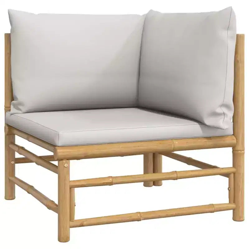 vidaXL Salon de jardin, Bambou Bambou, Tissu (100 % polyester)