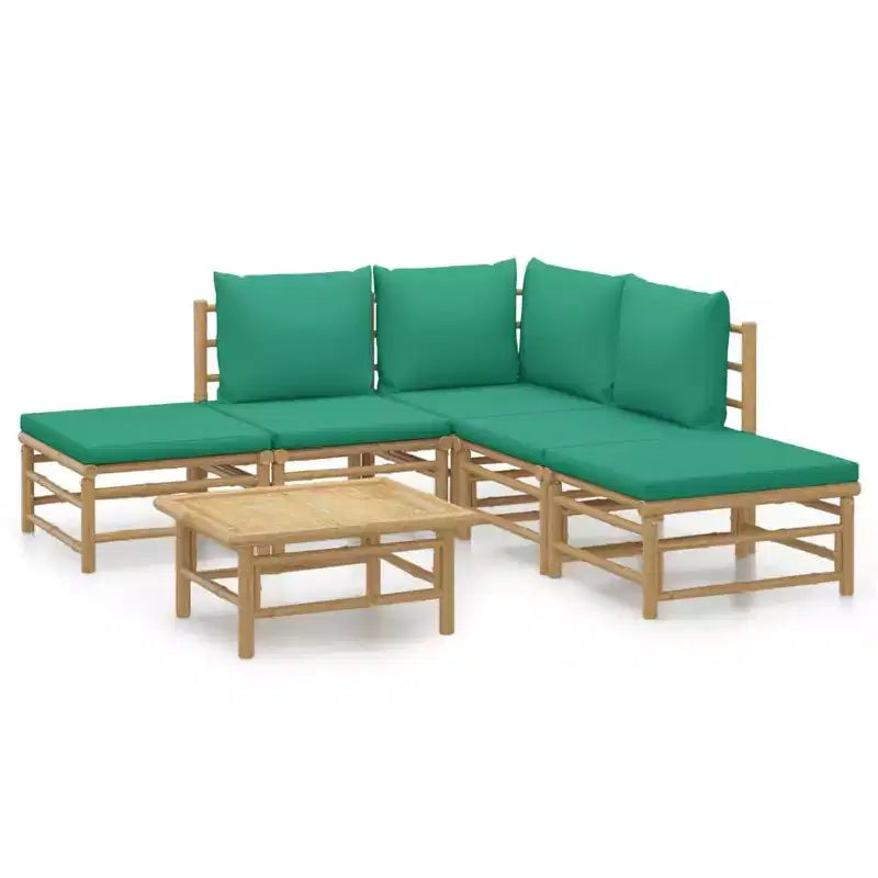 vidaXL Salon de jardin, Bambou Bambou, Tissu (100 % polyester)